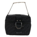 Christian Dior Trotter Canvas Vanity Chain Pouch Black Silver Auth yk15034-13