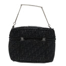 Christian Dior Trotter Canvas Vanity Chain Pouch Black Silver Auth yk15034-2