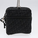 Christian Dior Trotter Canvas Vanity Chain Pouch Black Silver Auth yk15034-3