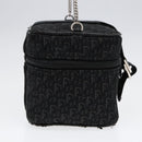 Christian Dior Trotter Canvas Vanity Chain Pouch Black Silver Auth yk15034-4