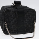 Christian Dior Trotter Canvas Vanity Chain Pouch Black Silver Auth yk15034-6