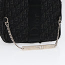 Christian Dior Trotter Canvas Vanity Chain Pouch Black Silver Auth yk15034-7