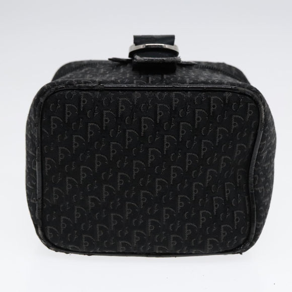 Christian Dior Trotter Canvas Vanity Chain Pouch Black Silver Auth yk15034