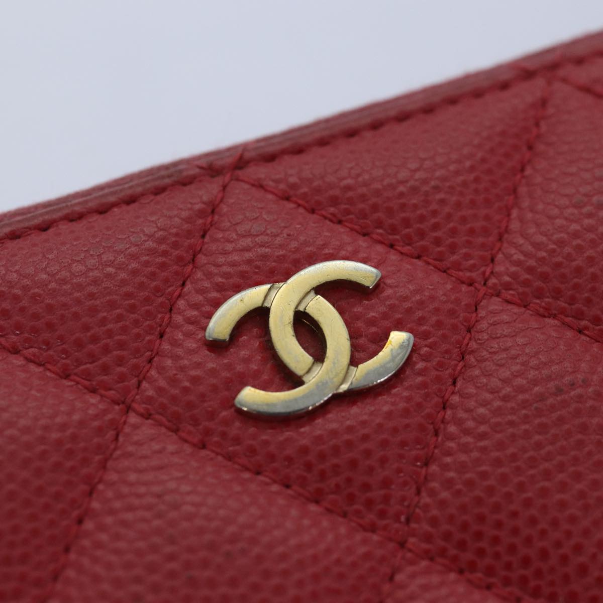 CHANEL Matelasse Long Wallet Caviar Skin Pink Gold CC Auth yk15041