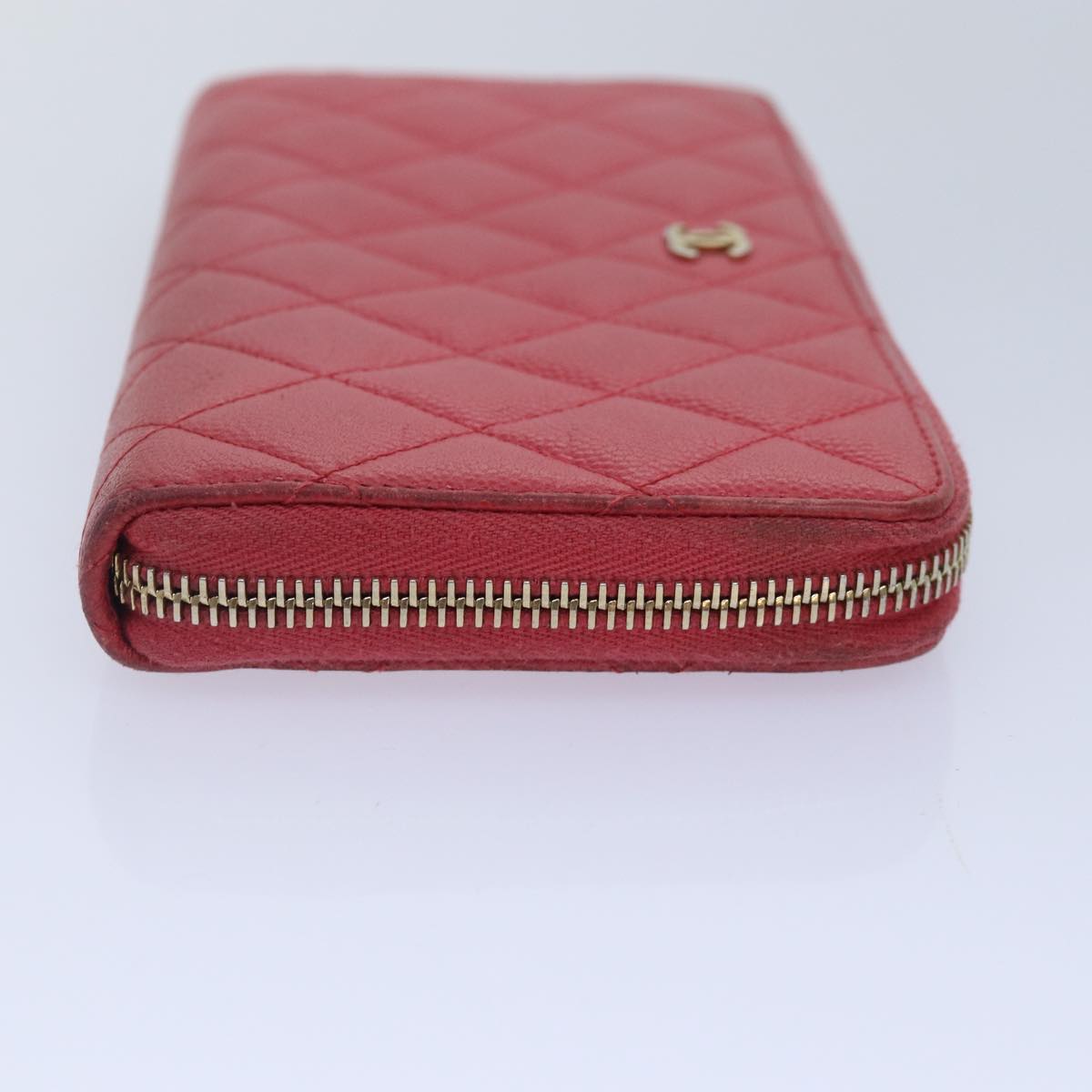 CHANEL Matelasse Long Wallet Caviar Skin Pink Gold CC Auth yk15041