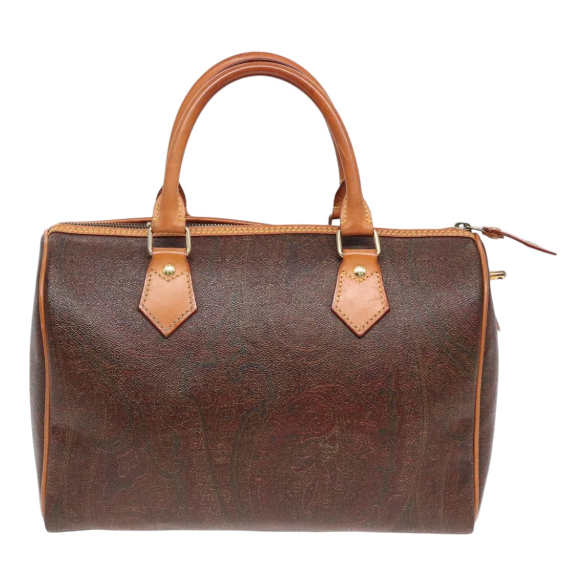 ETRO Paisley Hand Bag PVC Leather Brown Auth yk15045 - 0