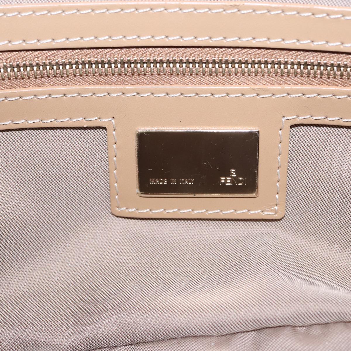 FENDI Zucchino Canvas Mamma Baguette Shoulder Bag Beige Gold Auth yk15046A