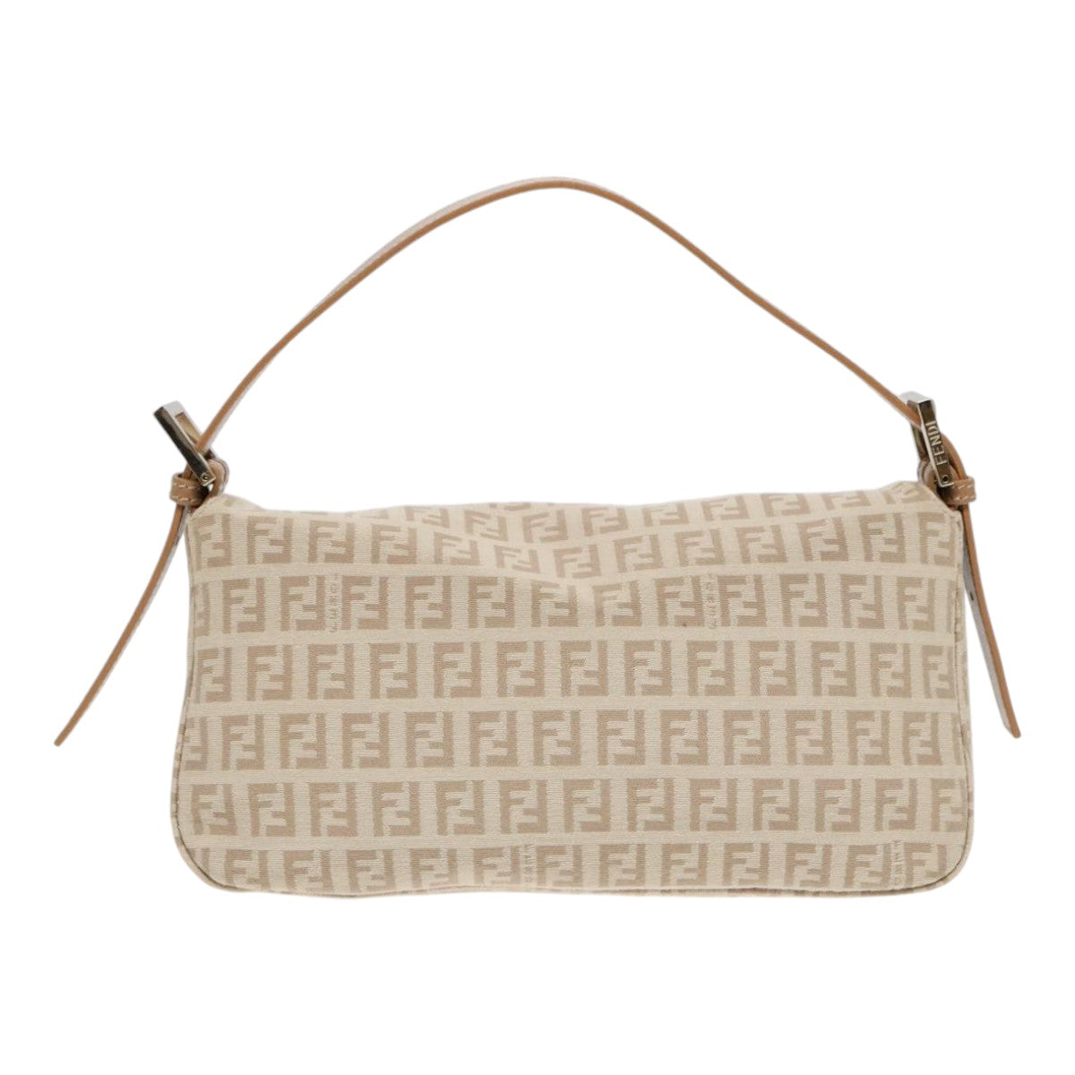 FENDI Zucchino Canvas Mamma Baguette Shoulder Bag Beige Gold Auth yk15046A - 0