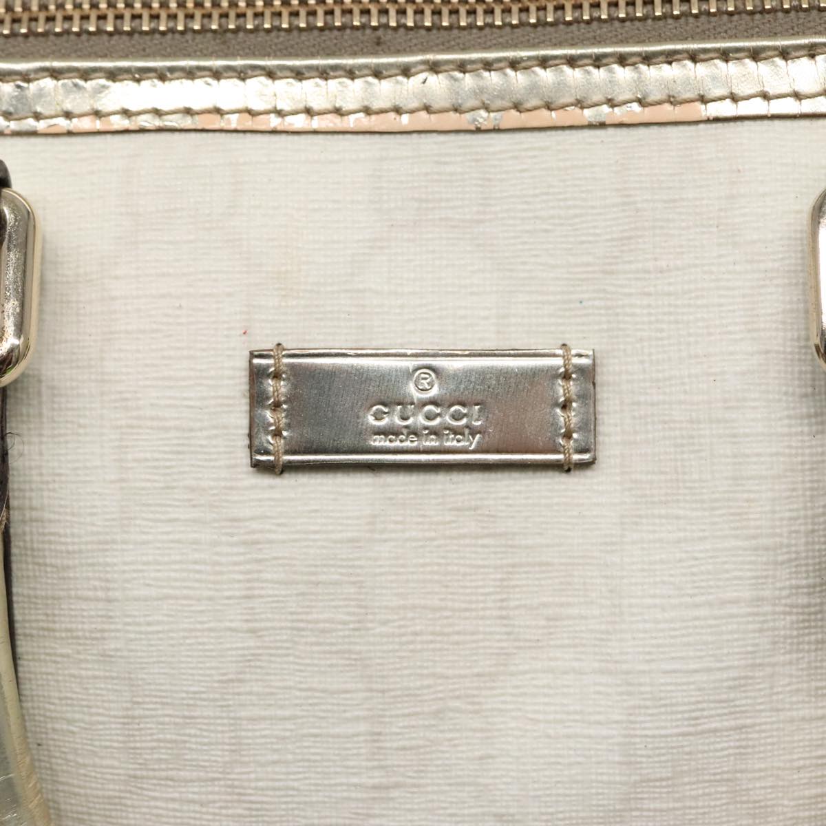 GUCCI GG Supreme Boston Bag PVC Leather Gold Silver 193602 Auth yk15055