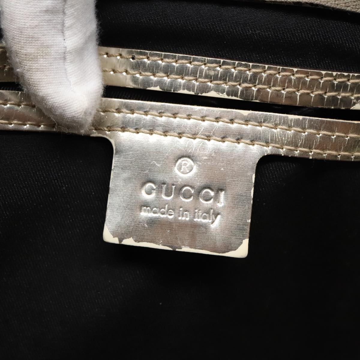 GUCCI GG Supreme Boston Bag PVC Leather Gold Silver 193602 Auth yk15055