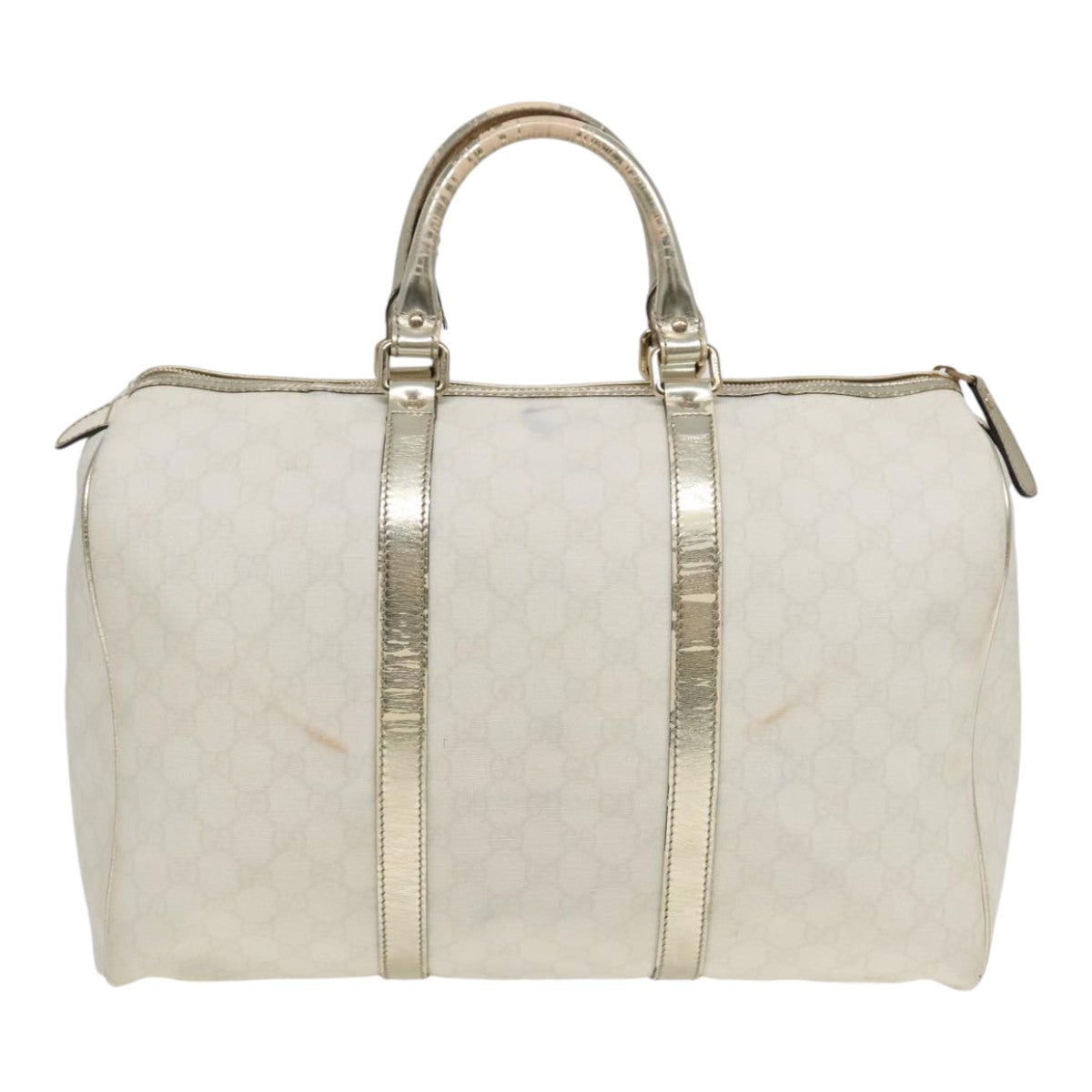 GUCCI GG Supreme Boston Bag PVC Leather Gold Silver 193602 Auth yk15055