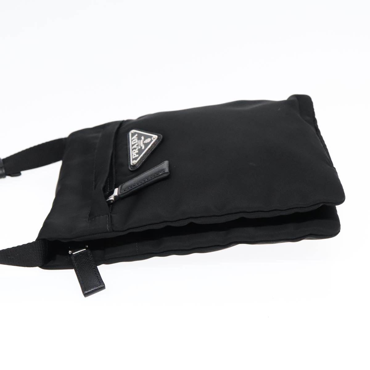 PRADA Shoulder Bag Nylon Black Silver Auth yk15056