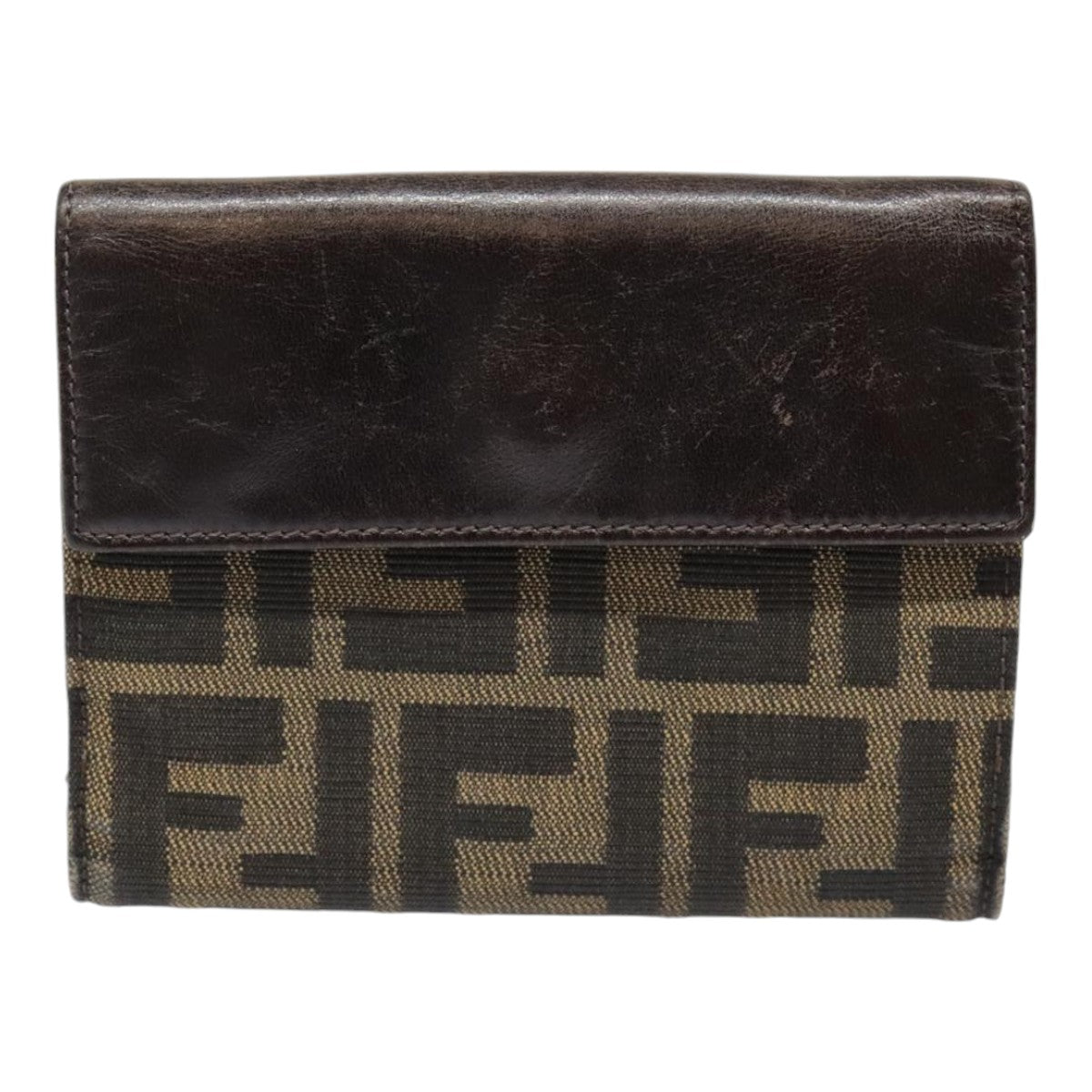 FENDI Zucca Canvas Wallet Black Brown Auth yk15059 - 0