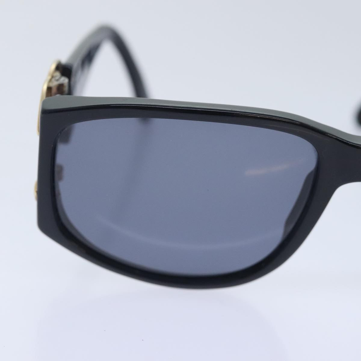 CHANEL Sunglasses Plastic Metal Black Gold CC Auth yk15060