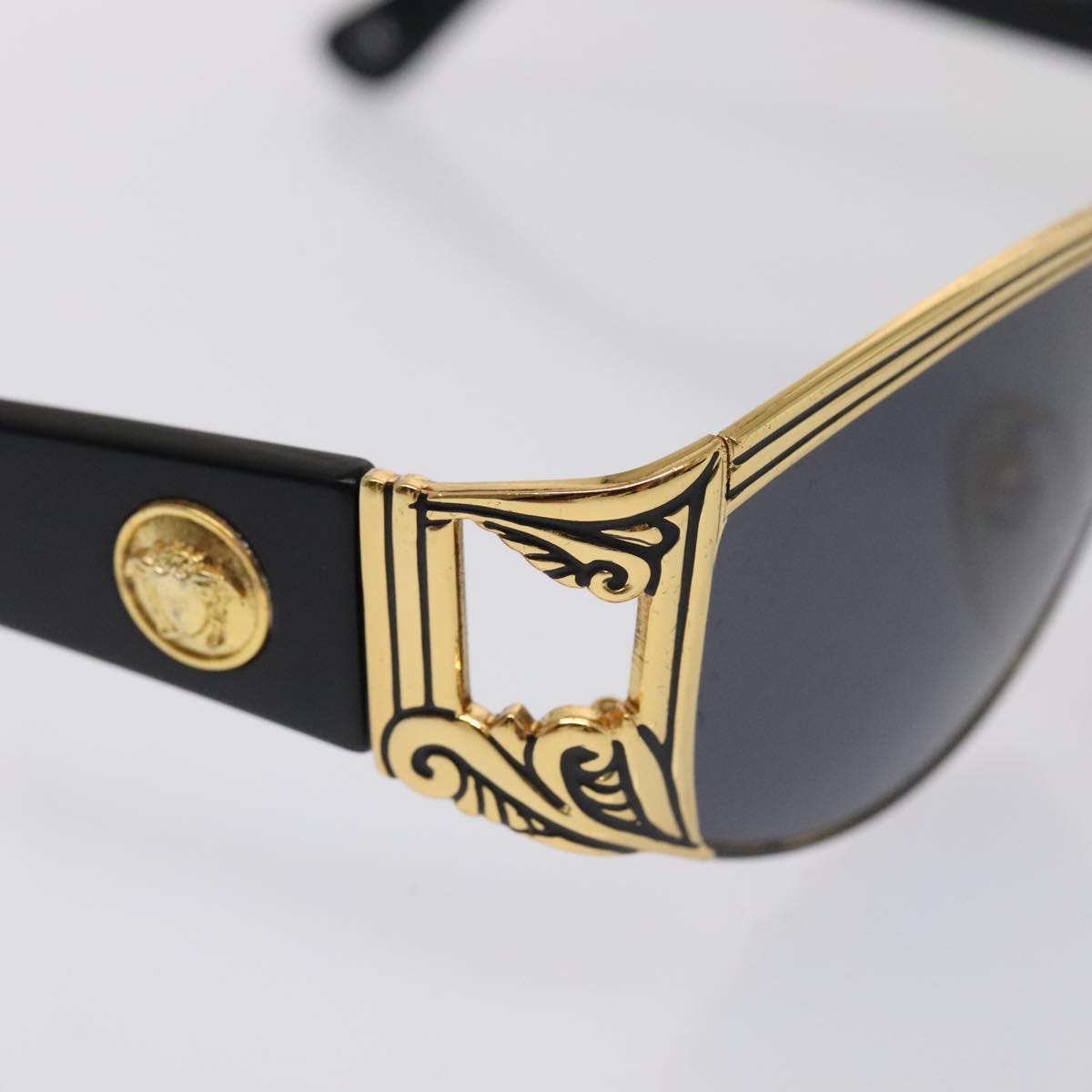 VERSACE Sunglasses metal Gold Auth yk15065