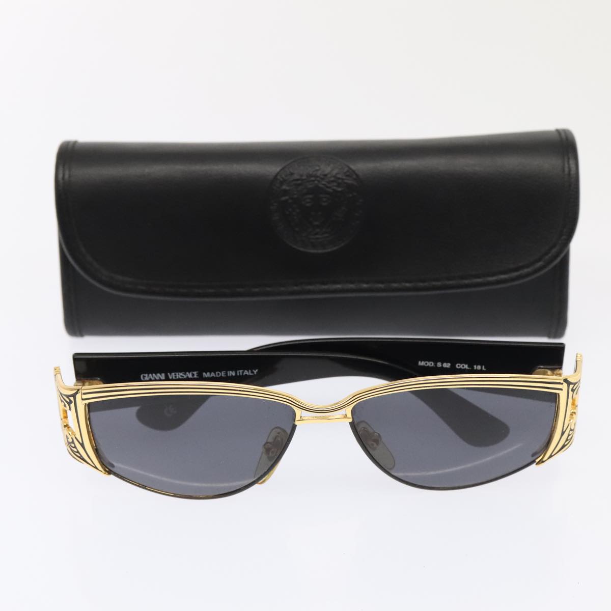 VERSACE Sunglasses metal Gold Auth yk15065