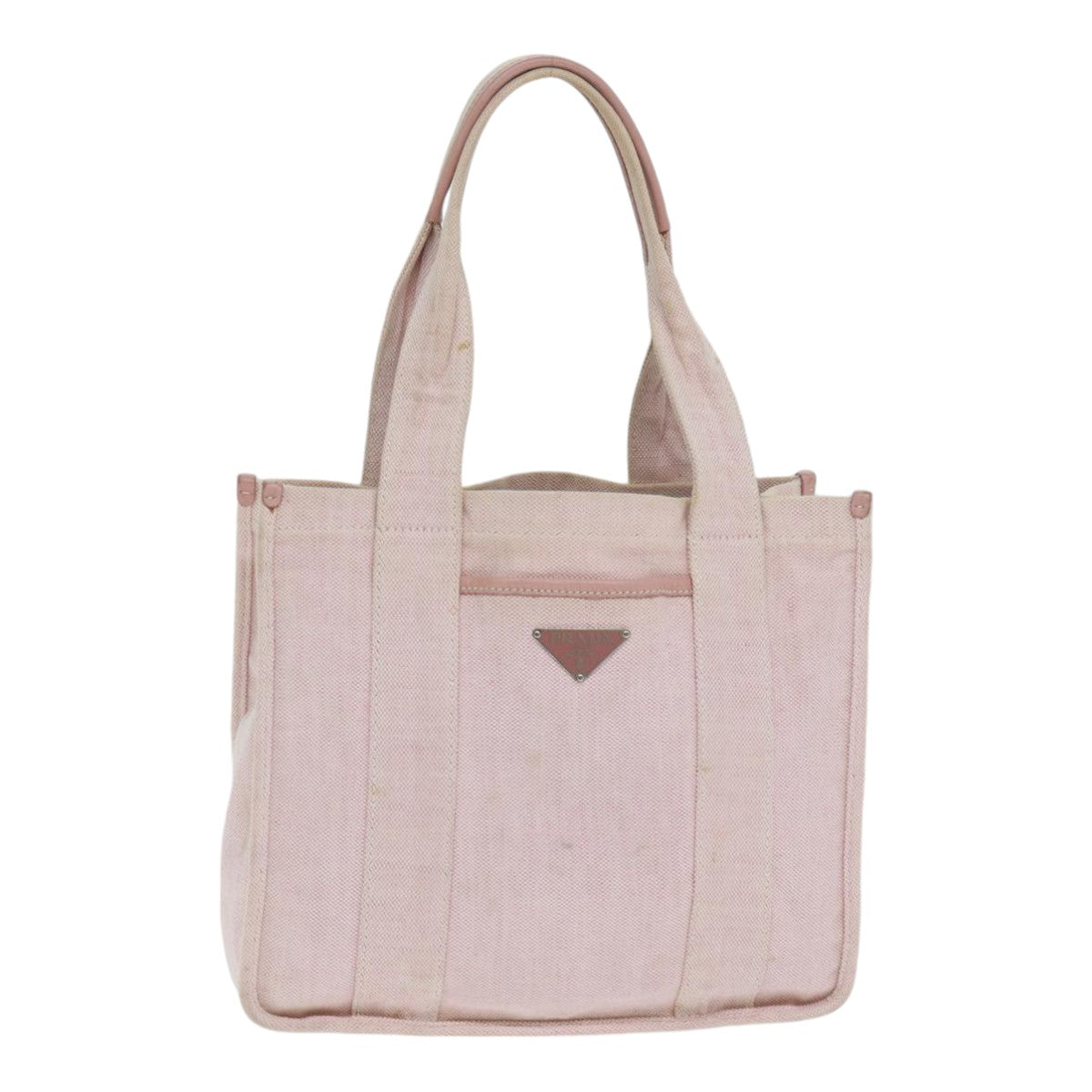 PRADA Tote Bag Canvas Pink Silver Auth yk15069