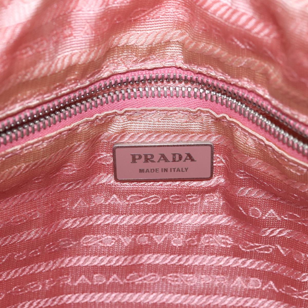 PRADA Tote Bag Canvas Pink Silver Auth yk15069