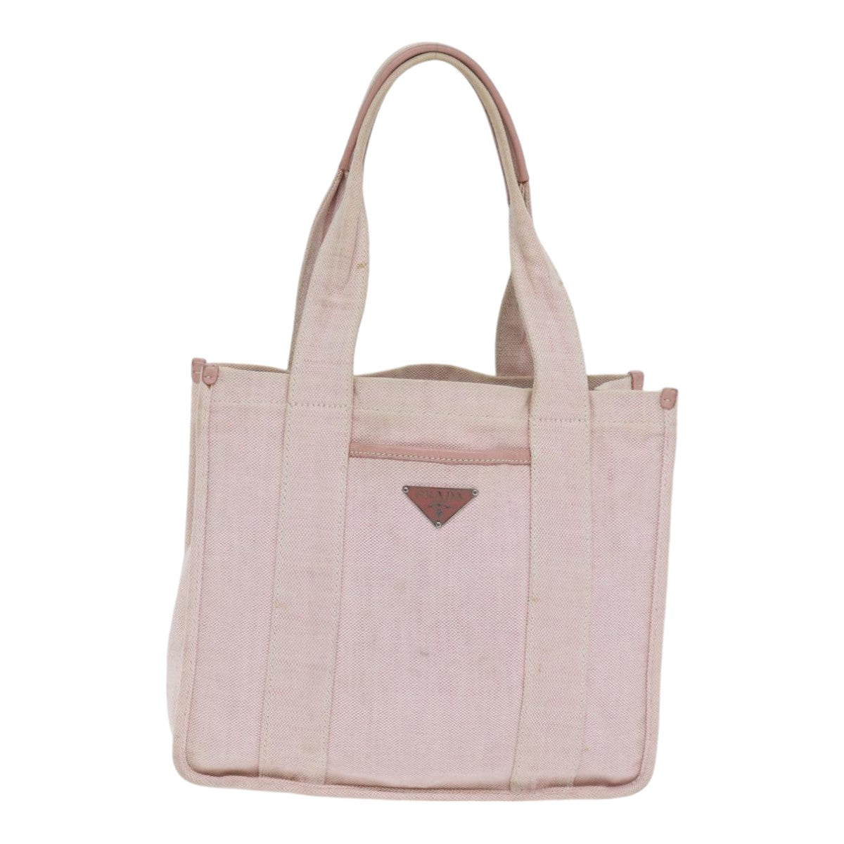 PRADA Tote Bag Canvas Pink Silver Auth yk15069