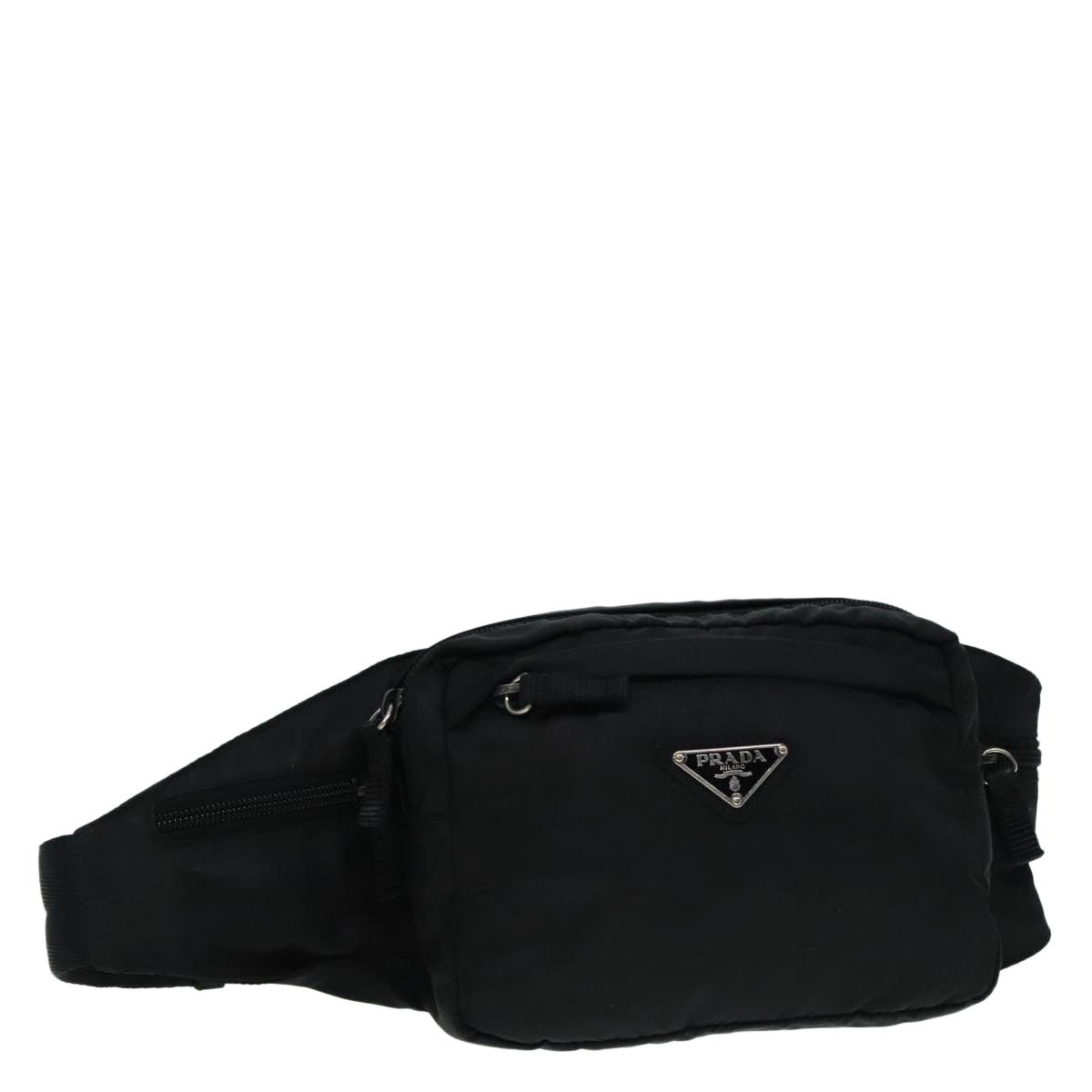 PRADA Waist bag Nylon Black Silver Auth yk15070