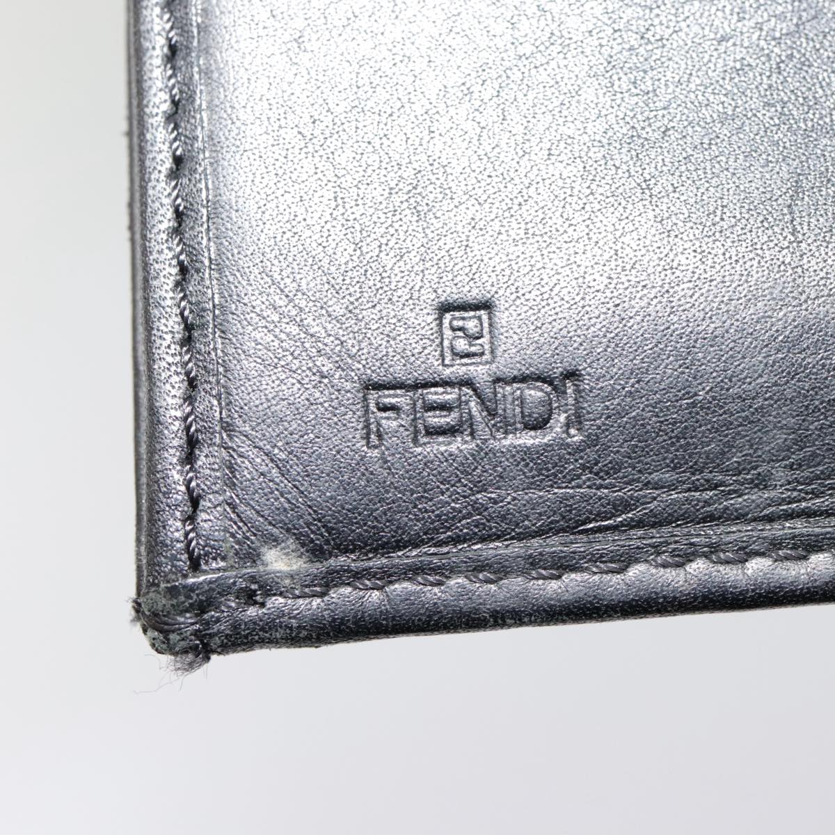 FENDI Zucchino Canvas Long Wallet Black Silver Auth yk15074