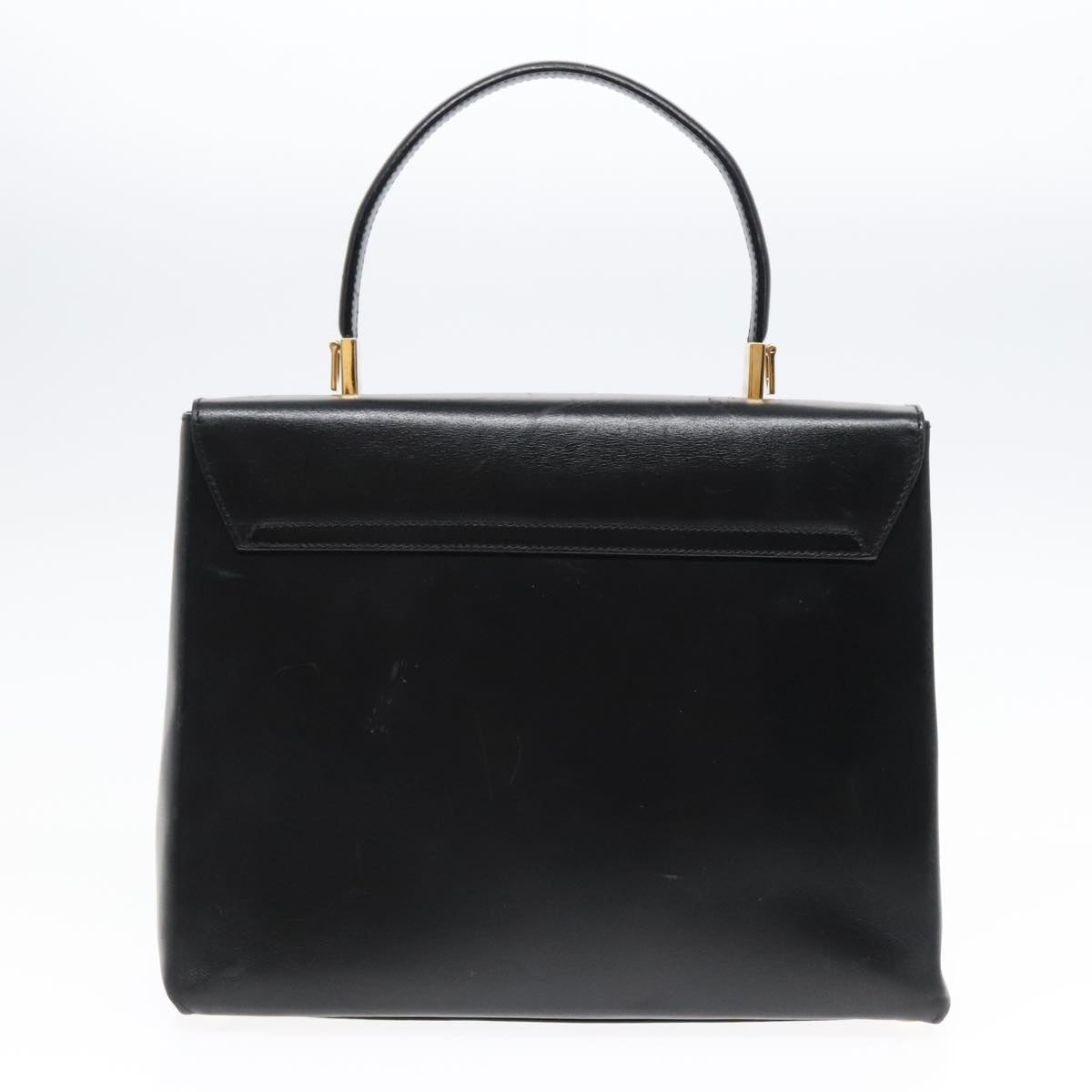 Salvatore Ferragamo Gancini Hand Bag Leather Black Gold Auth yk15082 - 0