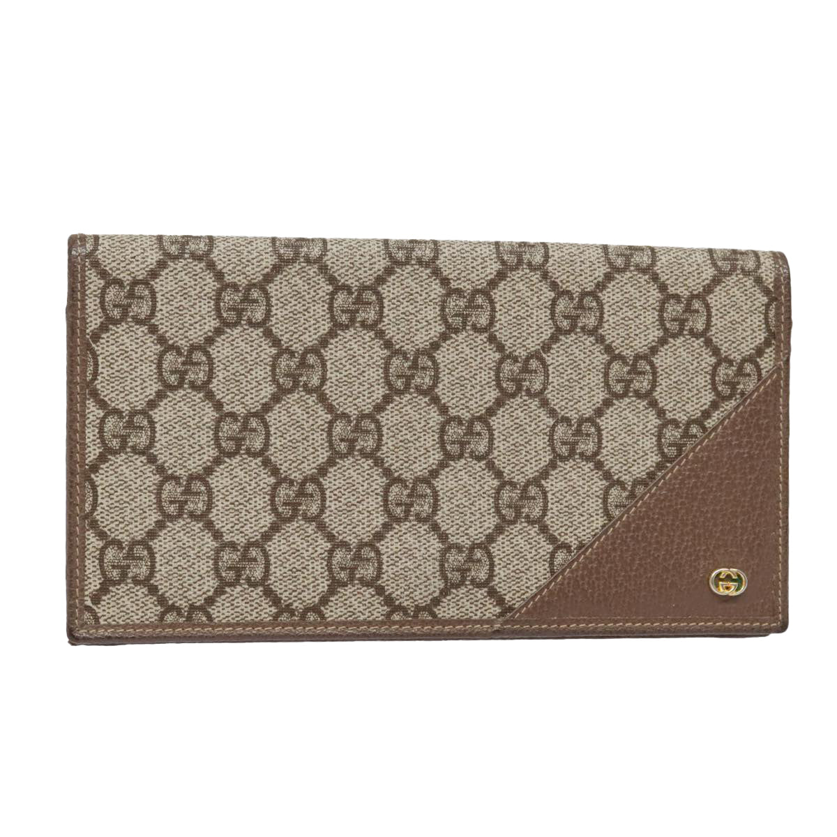 GUCCI GG Supreme Long Wallet PVC Leather Beige 034 416 Auth yk15092