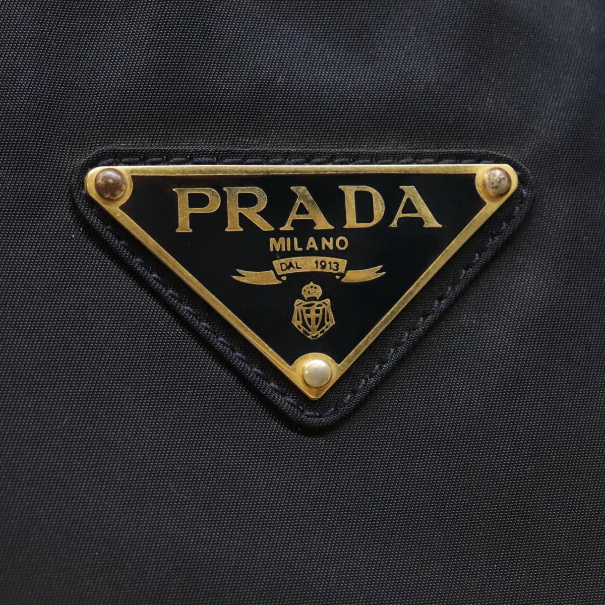 PRADA Hand Bag Nylon Navy Gold Auth yk15098