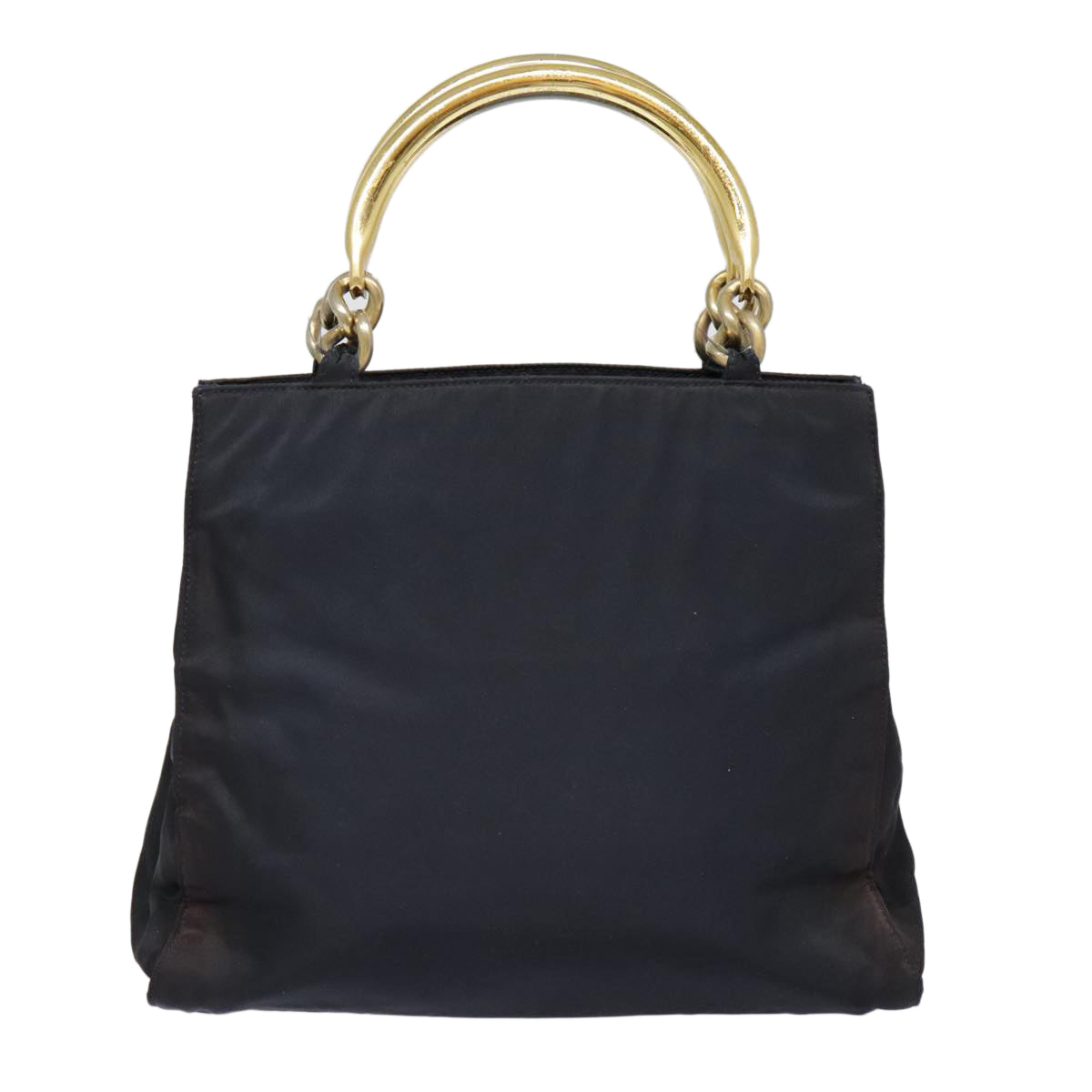 PRADA Hand Bag Nylon Navy Gold Auth yk15098 - 0