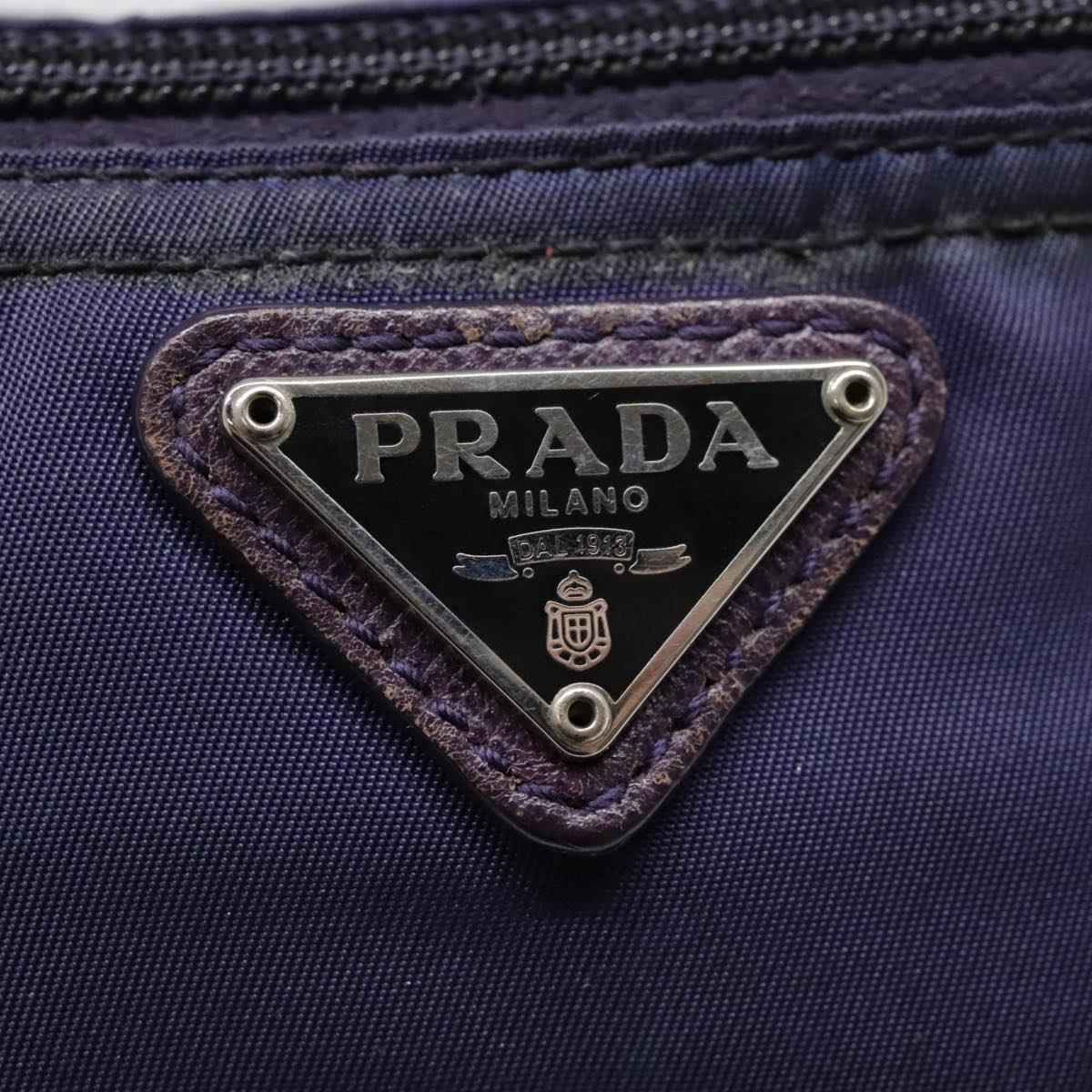 PRADA Pouch Nylon Purple Silver Auth yk15103