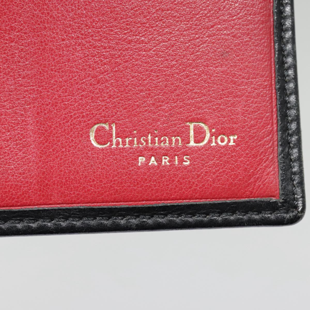 Christian Dior Wallet Leather Black Silver Auth yk15113