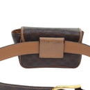 CELINE Macadam Canvas Waist bag PVC Leather Brown Gold Auth yk15121-2