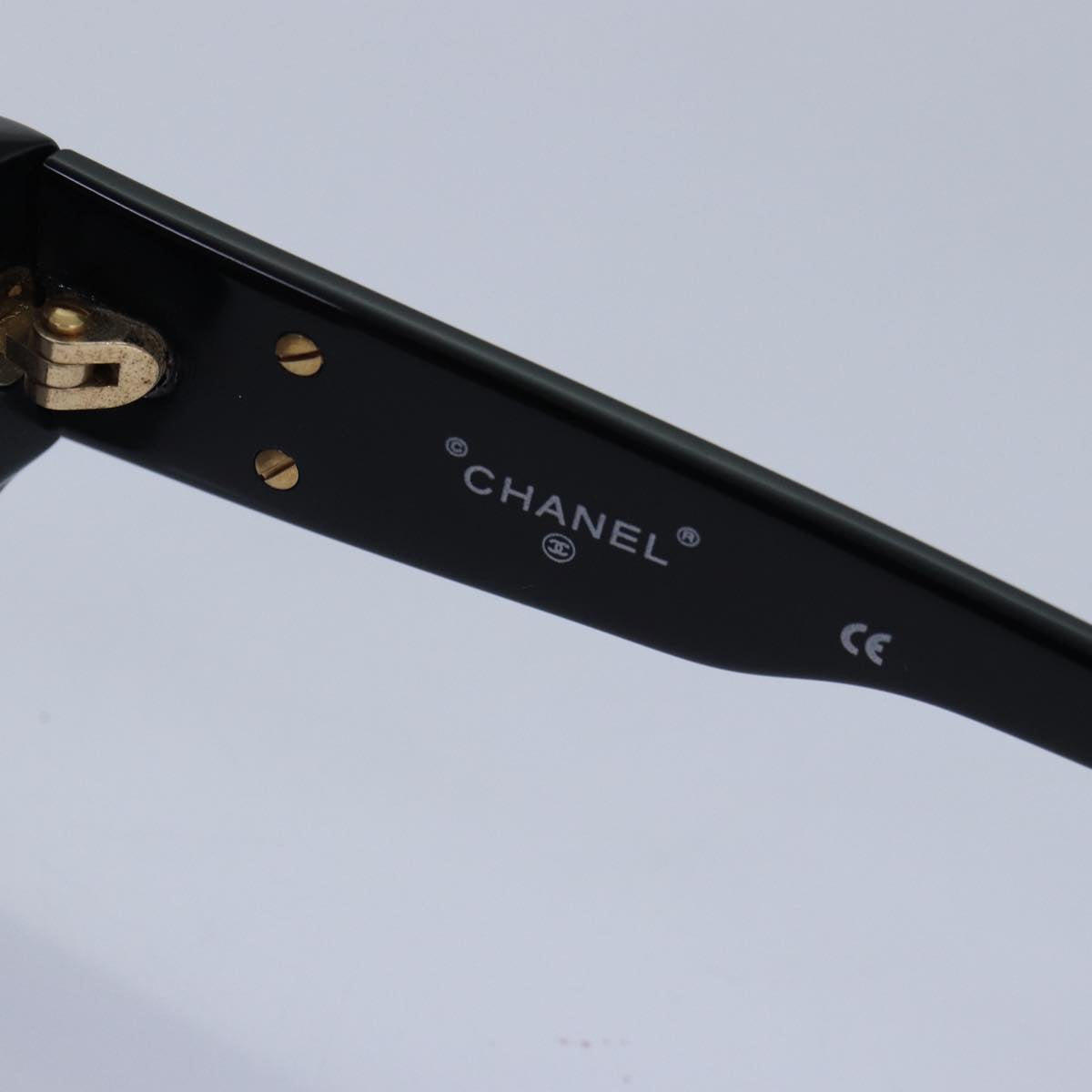 CHANEL Sunglasses plastic Black Gold CC Auth yk15124