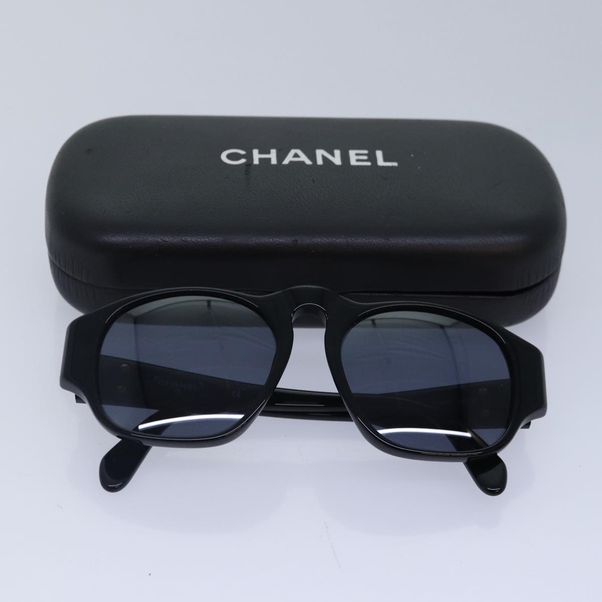 CHANEL Sunglasses plastic Black Gold CC Auth yk15124