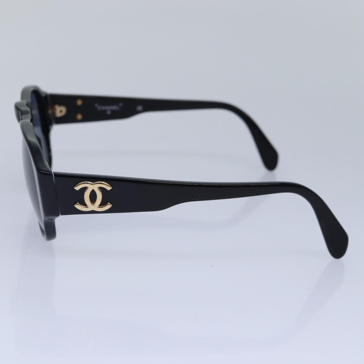 CHANEL Sunglasses plastic Black Gold CC Auth yk15124