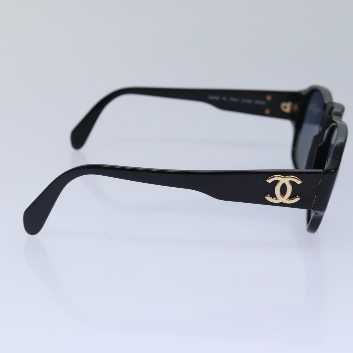 CHANEL Sunglasses plastic Black Gold CC Auth yk15124