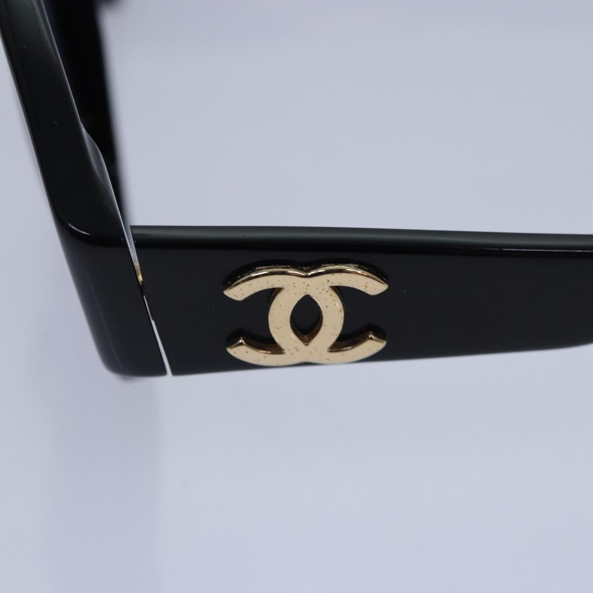 CHANEL Sunglasses plastic Black Gold CC Auth yk15124