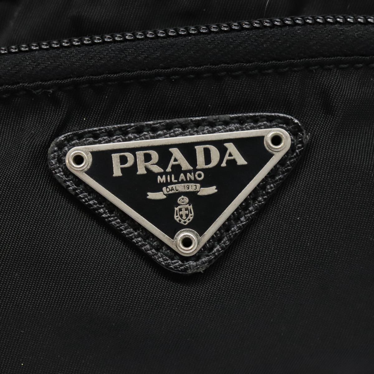 PRADA Pouch Nylon Black Silver Auth yk15126