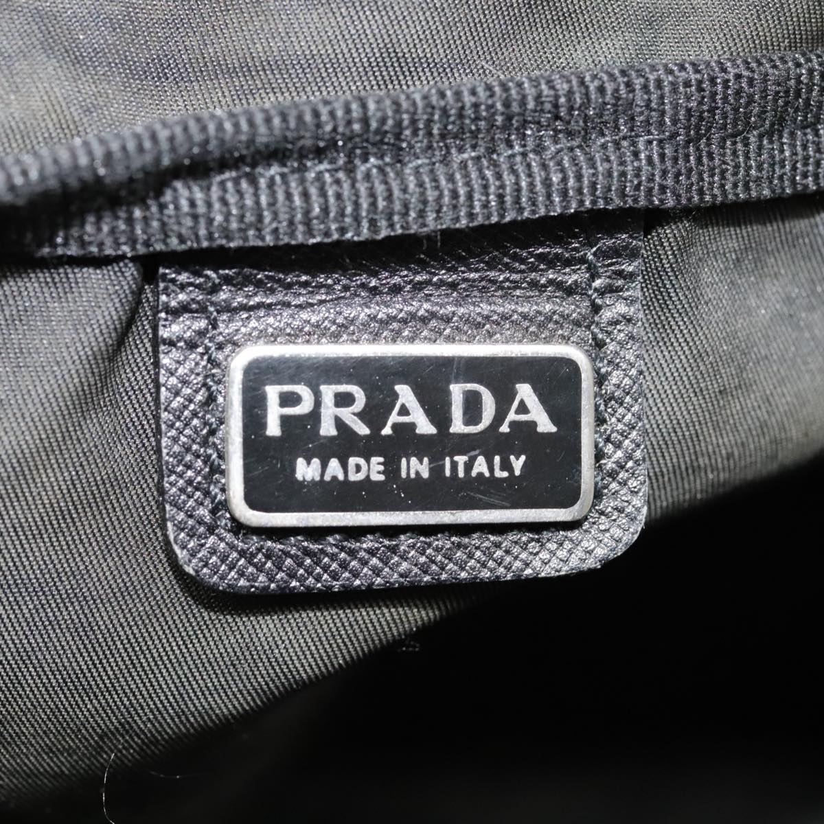 PRADA Pouch Nylon Black Silver Auth yk15126