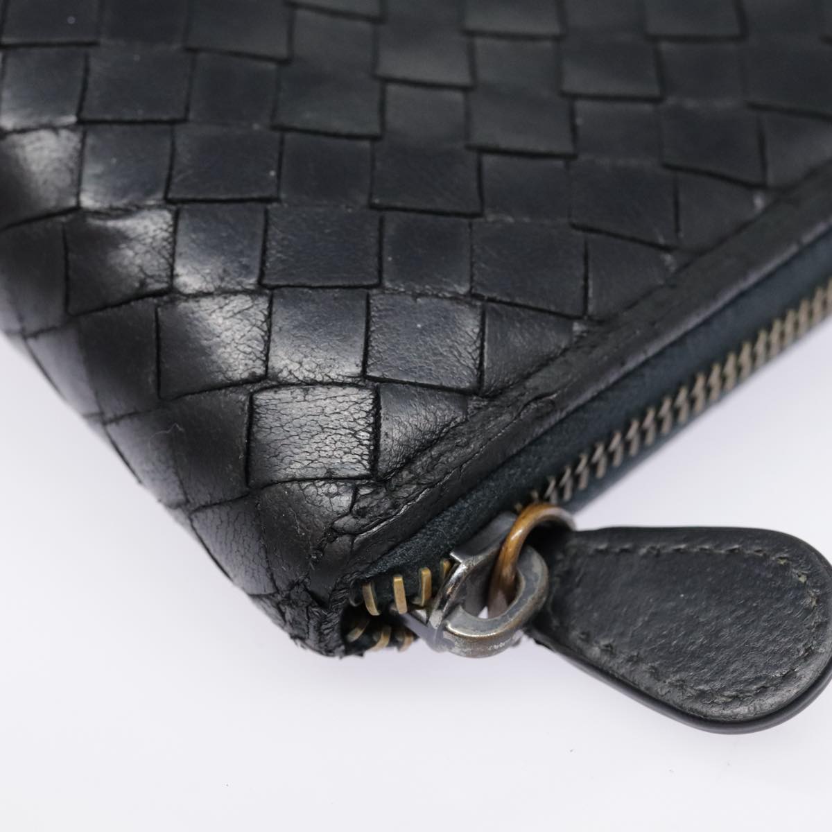 BOTTEGA VENETA INTRECCIATO Long Wallet Leather Black Auth yk15135