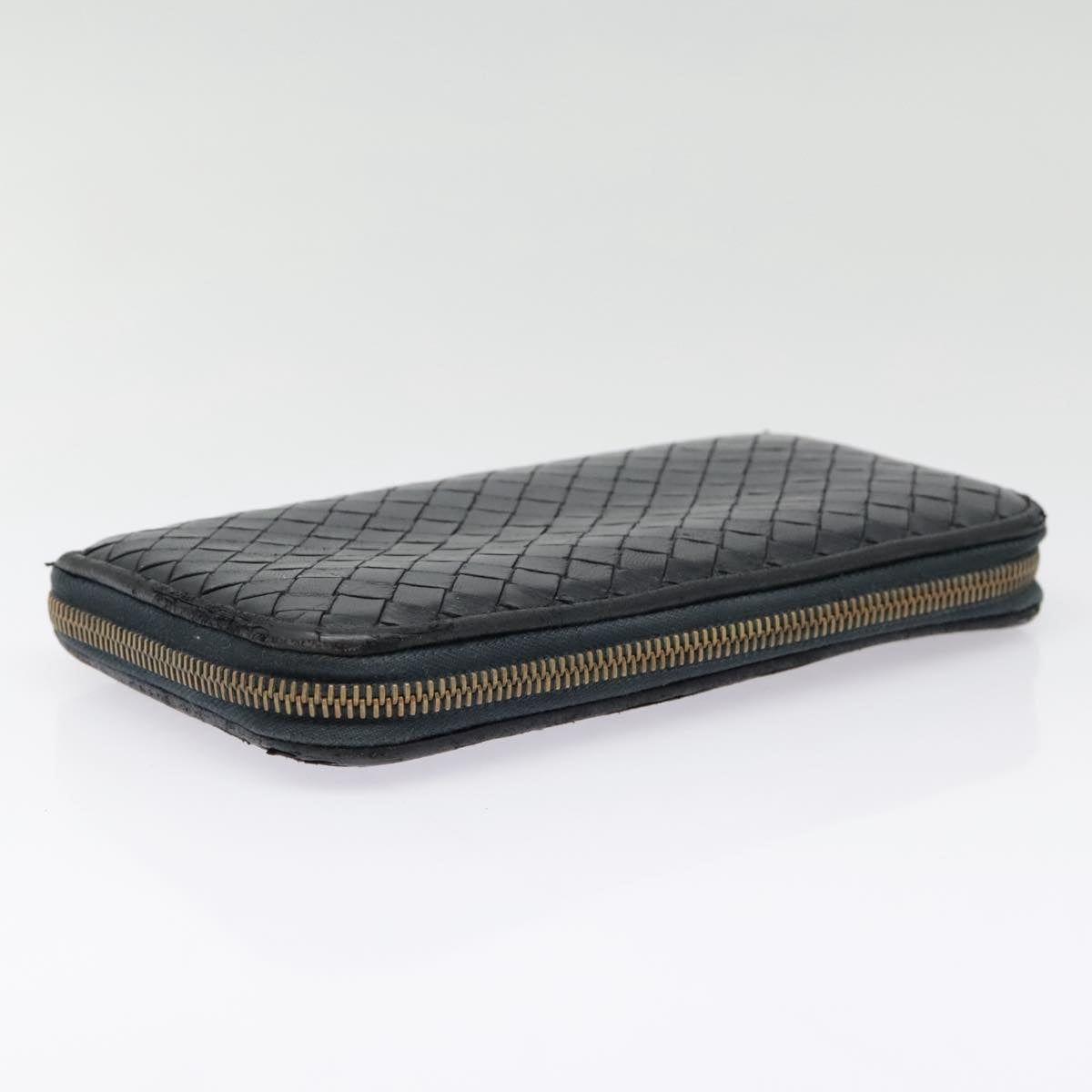 BOTTEGA VENETA INTRECCIATO Long Wallet Leather Black Auth yk15135