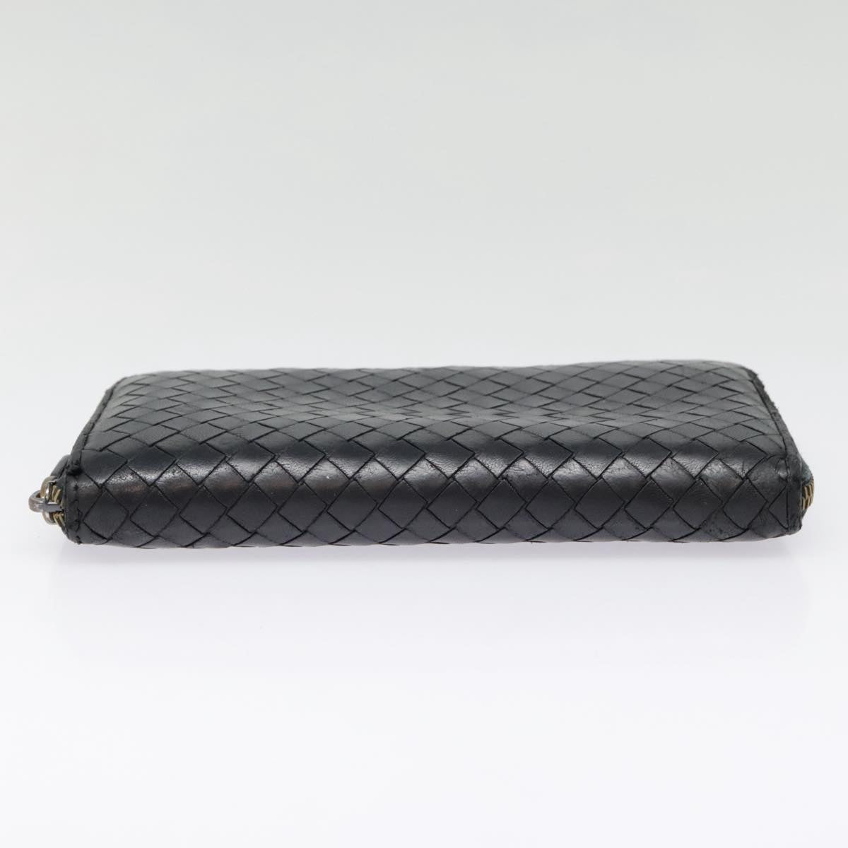 BOTTEGA VENETA INTRECCIATO Long Wallet Leather Black Auth yk15135