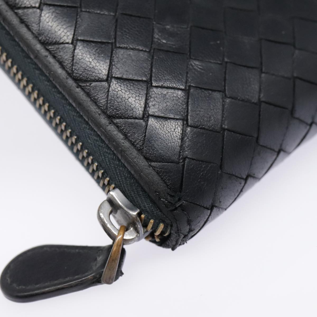 BOTTEGA VENETA INTRECCIATO Long Wallet Leather Black Auth yk15135