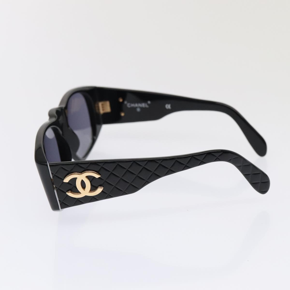 CHANEL Sunglasses plastic Black CC Auth yk15137