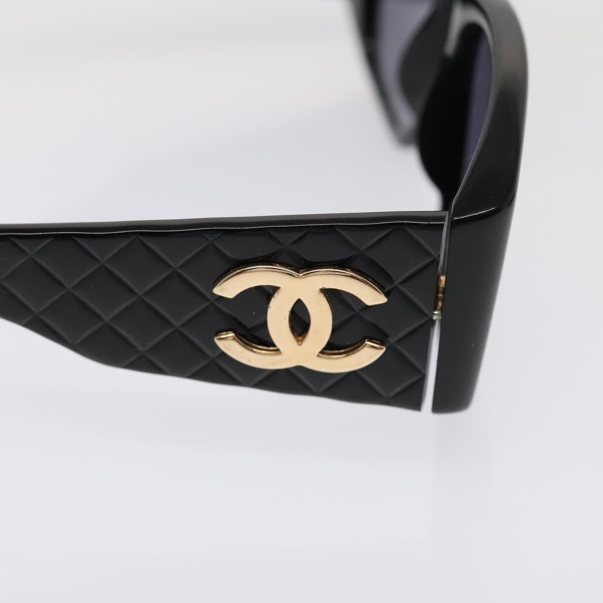 CHANEL Sunglasses plastic Black CC Auth yk15137