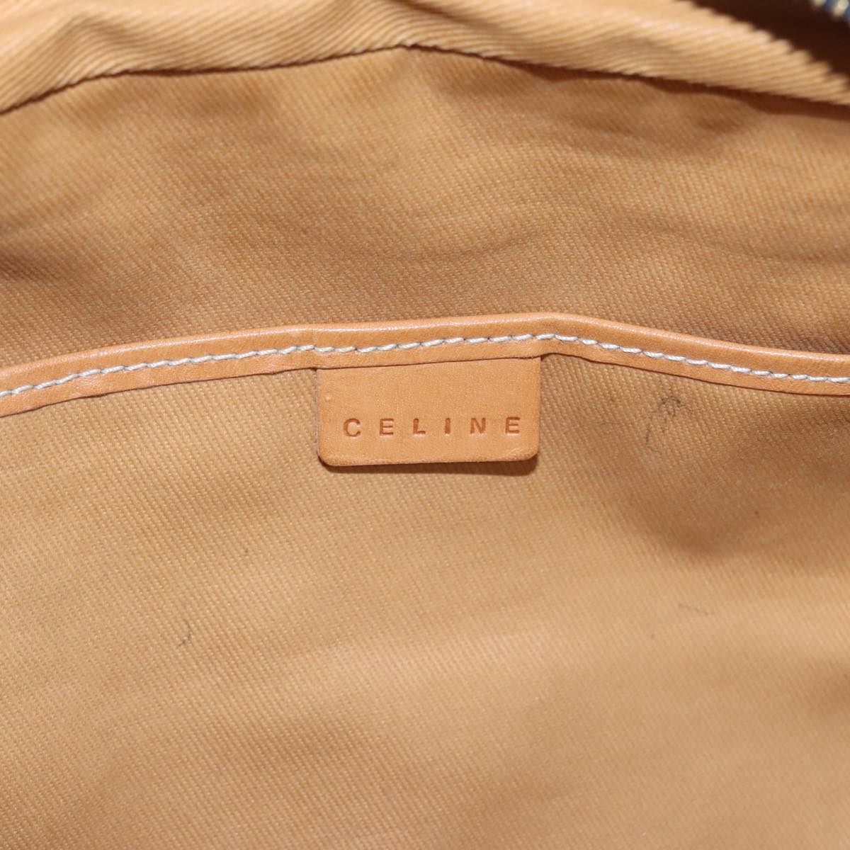 CELINE C Macadam Canvas Shoulder Bag Gold Navy Auth yk15140