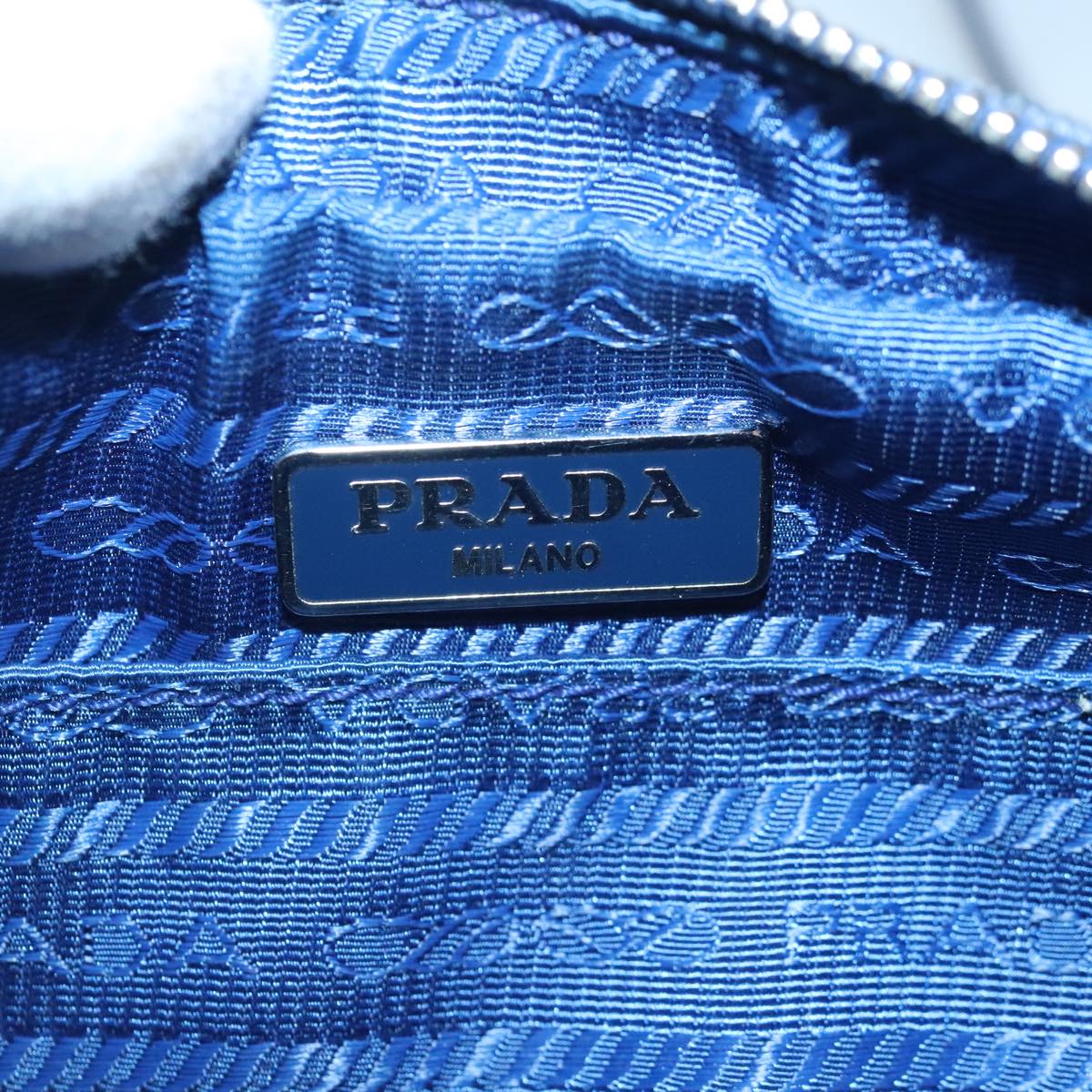 PRADA Canapa PM Hand Bag Canvas 2way Navy Silver Auth yk15141