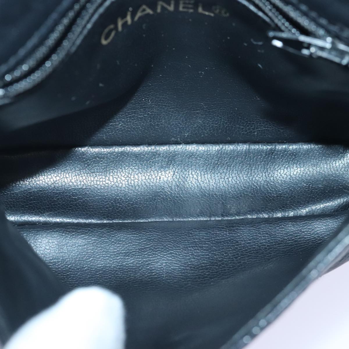 CHANEL Bicolore Chain Waist bag Leather Black Gold CC Auth yk15152