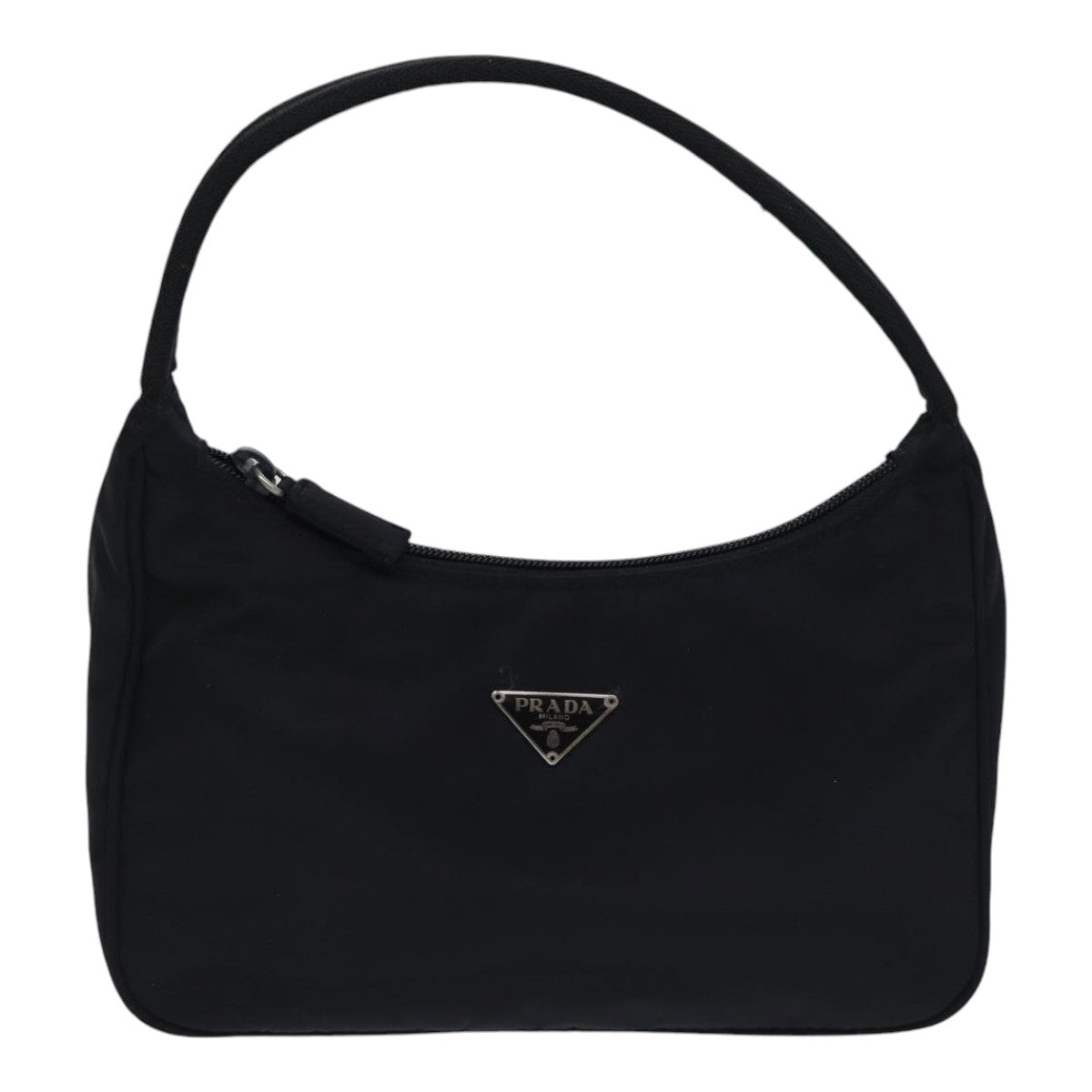 PRADA Mini Hand Bag Nylon Black Silver Auth yk15168