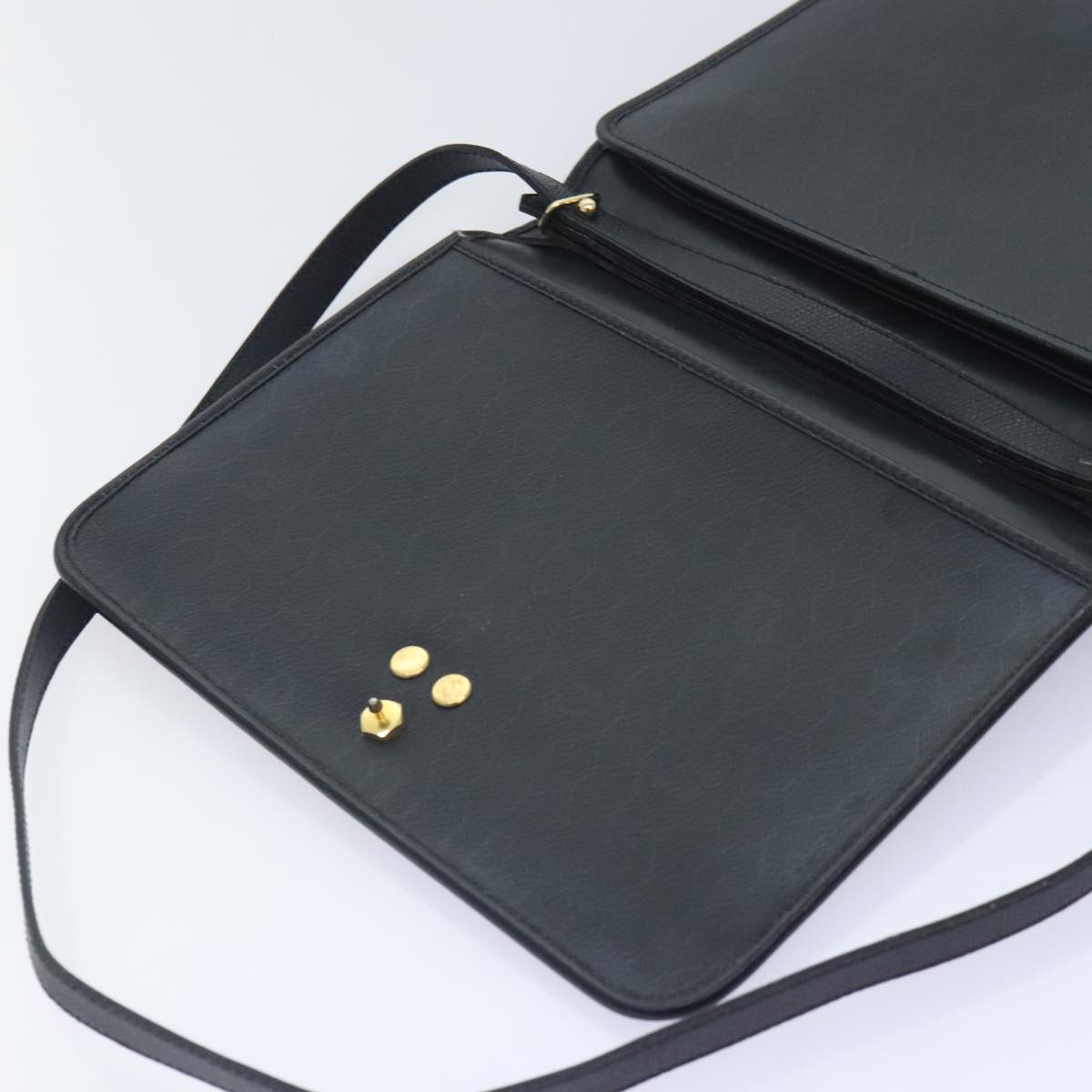 Christian Dior Shoulder Bag Leather Black Gold Auth yk15173